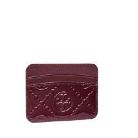 Tory Burch T Monogram Embossed Patent Leather Card Case Wallet Albarossa - Picture 8 of 8